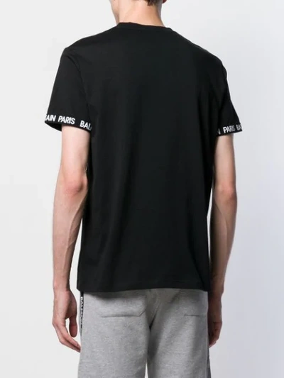 Shop Balmain Logo Sleeve T-shirt In Black