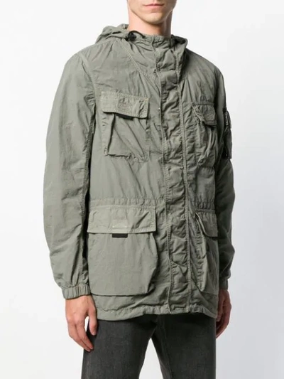 Shop Belstaff Hooded Cargo Jacket In Green