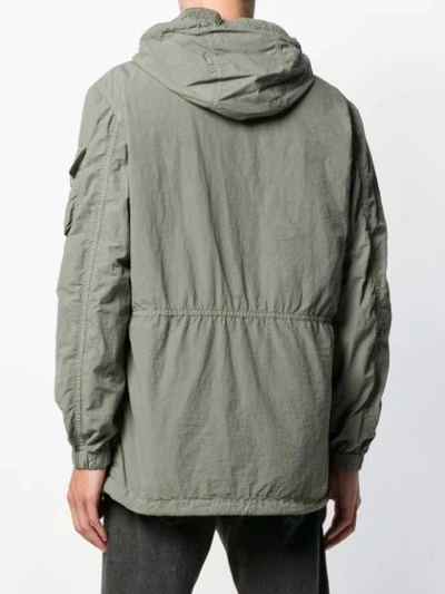 Shop Belstaff Hooded Cargo Jacket In Green