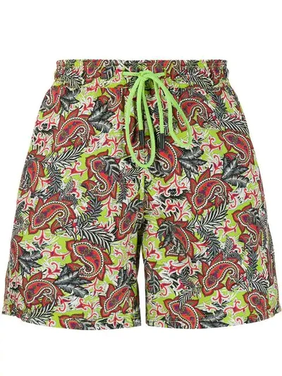 Shop Etro Floral Swim Shorts - Green