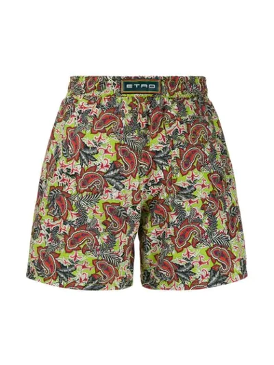 Shop Etro Floral Swim Shorts - Green