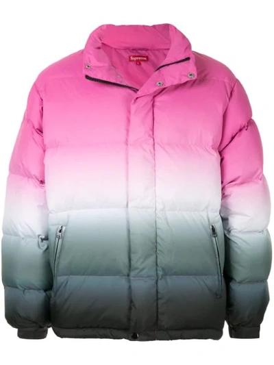 Supreme Gradient Puffer Jacket In Pink ModeSens