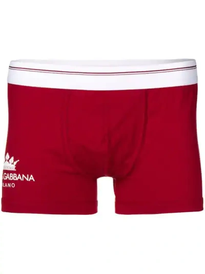 Shop Dolce & Gabbana Underwear Logo Print Boxer Shorts - Red