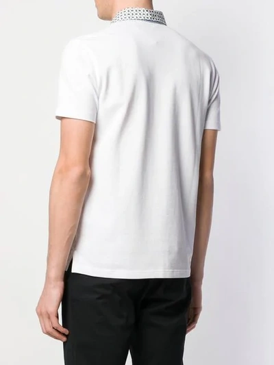 Shop Etro Printed Collar Polo Shirt In White