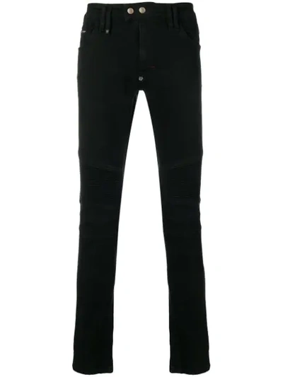 Shop Philipp Plein Biker Statement Skinny Jeans In Black