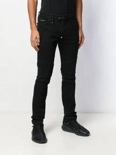 Shop Philipp Plein Biker Statement Skinny Jeans In Black