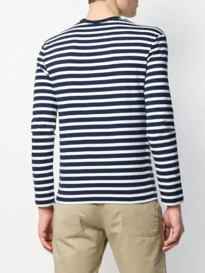 Shop Maison Kitsuné Striped Longsleeved T In Blue