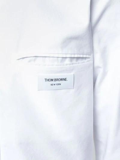 THOM BROWNE 红白蓝条纹牛津布衬衫 - 白色