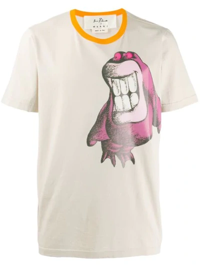Shop Marni Monster Print T-shirt In Neutrals
