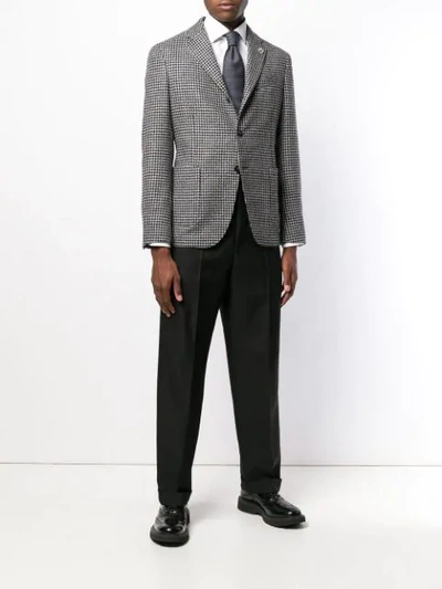 Shop Lardini Checked Tailored Blazer - Black