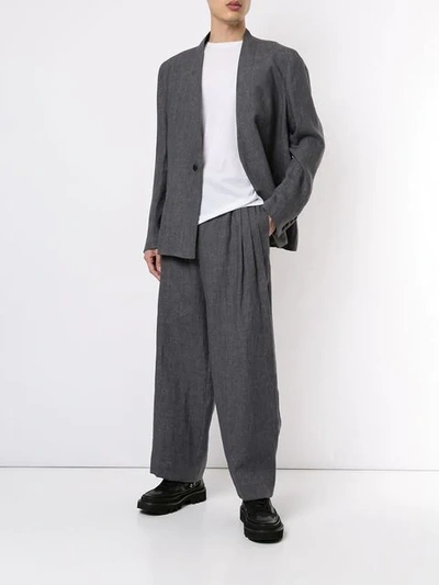 Shop Sartorial Monk Wide Leg Trousers In Grey