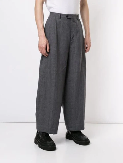 Shop Sartorial Monk Wide Leg Trousers In Grey