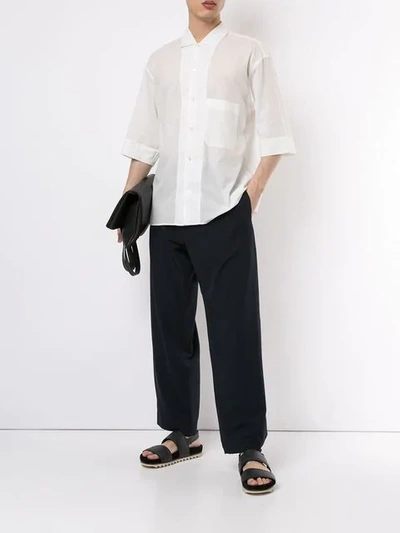 Shop Lemaire Convertible Collar Shirt In White