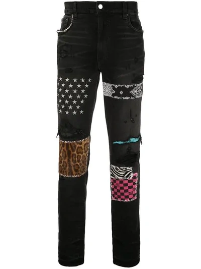 Shop Amiri Stud Detail Jeans In Aged Black