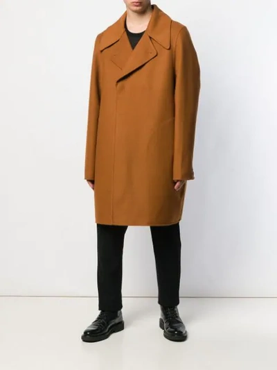 Shop Rick Owens Concealed Fastening Soft Coat In Rust