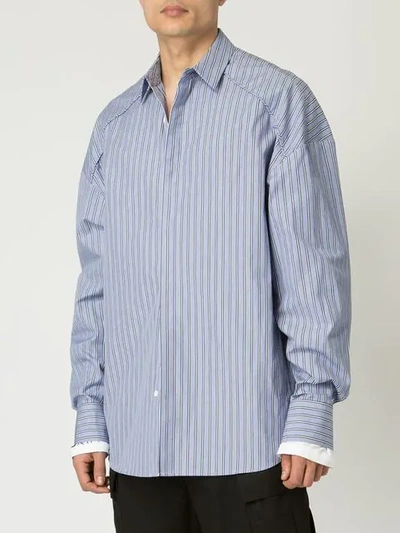 Shop Juunj Striped Shirt In Blue
