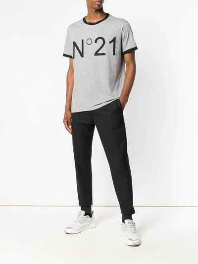 Shop N°21 Printed Logo T-shirt In Grey