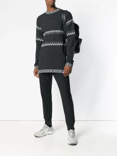 Shop Diesel Black Gold Intarsia-knit Jumper In Grey