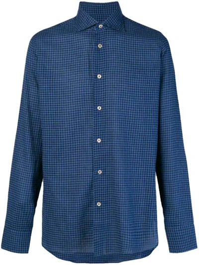 Shop Borriello Plaid Button Shirt In Blue
