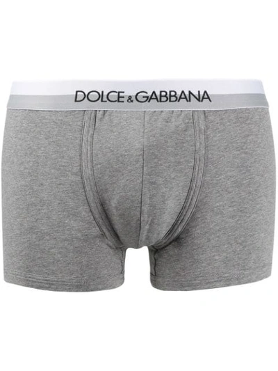 Shop Dolce & Gabbana Logo Print Boxer Shorts - Grey