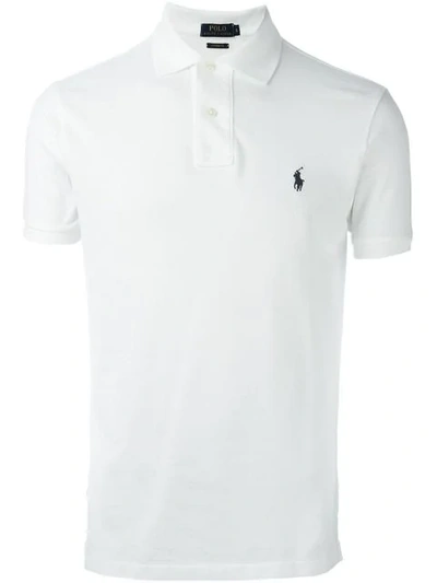 Shop Polo Ralph Lauren Embroidered Logo Polo Shirt In White