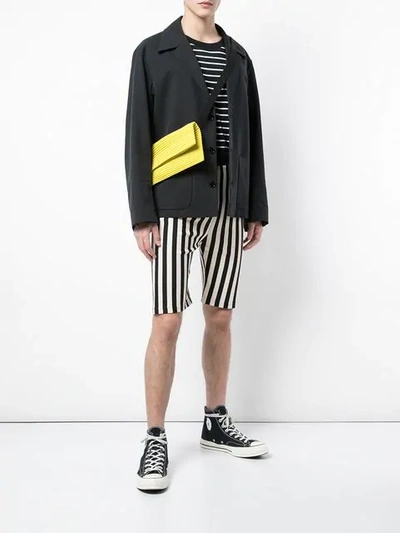 Shop Marni Striped Casual Shorts In Black