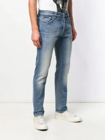 Shop Philipp Plein Faded Slim-fit Jeans In Blue