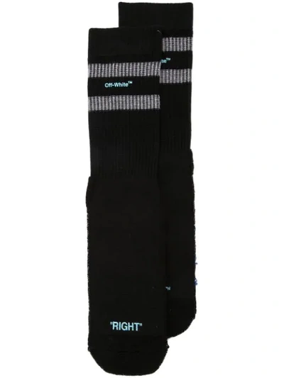 Shop Off-white Logo Print Socks In Black/blue