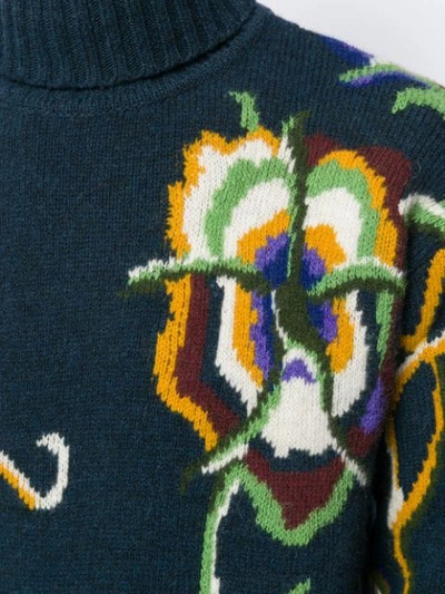 Shop Etro Intarsien-pullover Mit Blumenmuster In Blue