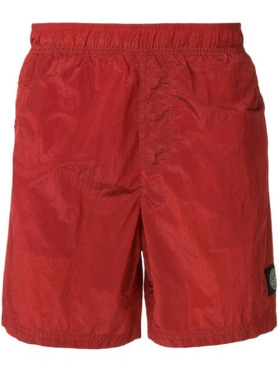 Shop Stone Island Elasticated Waist Swim Shorts In Red