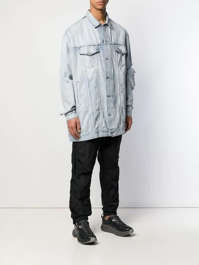 Shop Ben Taverniti Unravel Project Bleach Distressed Denim Jacket In Blue