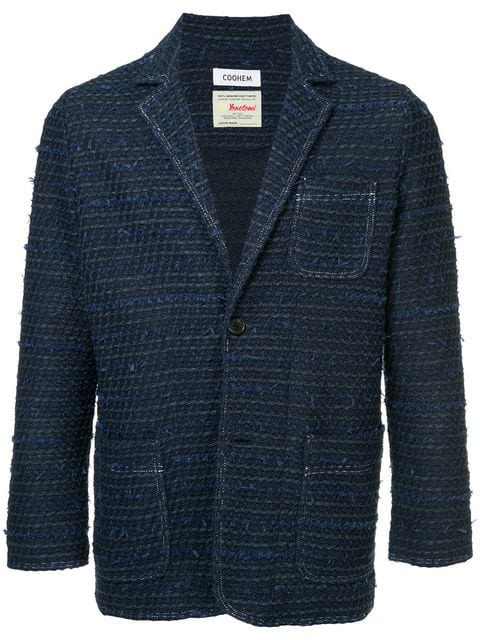 Coohem Solid Tweed Jacket In Blue | ModeSens