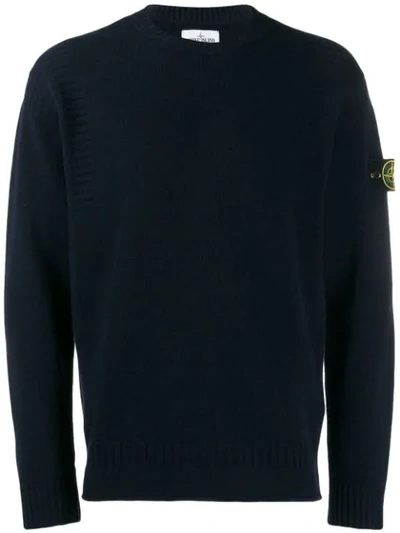 Shop Stone Island Long-sleeve Fitted Sweater In Blue