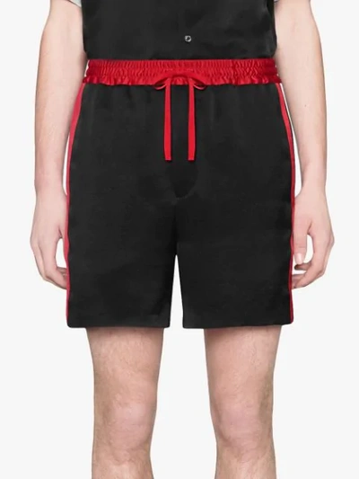 Shop Gucci Acetate Shorts With  Stripe In Black