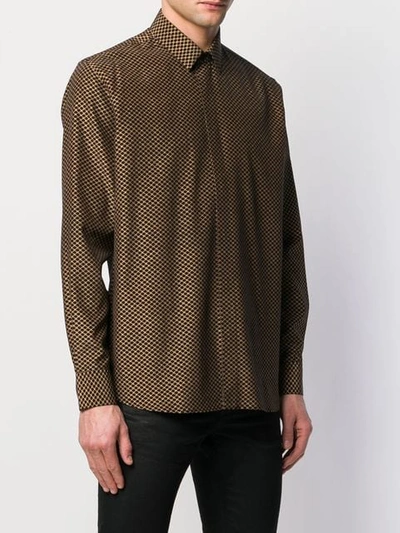 Shop Saint Laurent Polka Dot Shirt In Brown