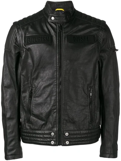 Shop Diesel Removable Sleeve Biker Jacket In Black