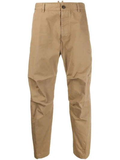 Shop Dsquared2 Plain Chinos In Neutrals