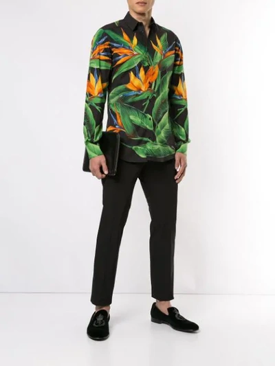 Shop Dolce & Gabbana Bird Of Paradise Print Shirt In Black
