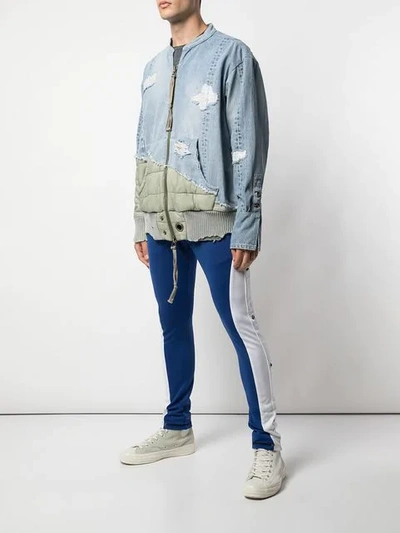Shop Greg Lauren Patchwork Denim Jacket In Blue