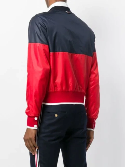 Shop Thom Browne Tipping Stripe Bicolor Ripstop Bomber In Blue
