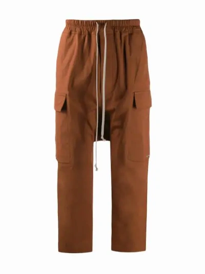Shop Rick Owens Cropped Track Pants In Brown