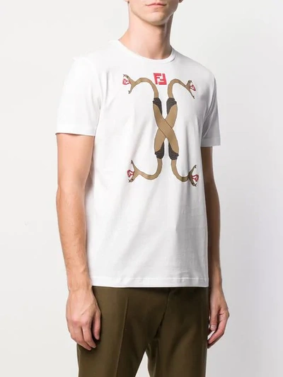 Shop Fendi Intertwining Snake Print T-shirt In White