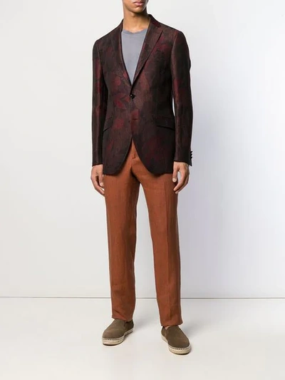 Shop Etro Straight Leg Trousers - Brown