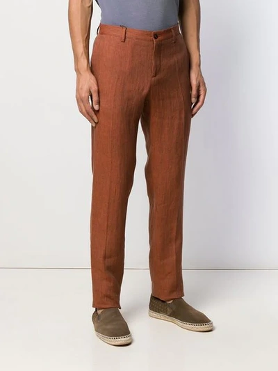 Shop Etro Straight Leg Trousers - Brown