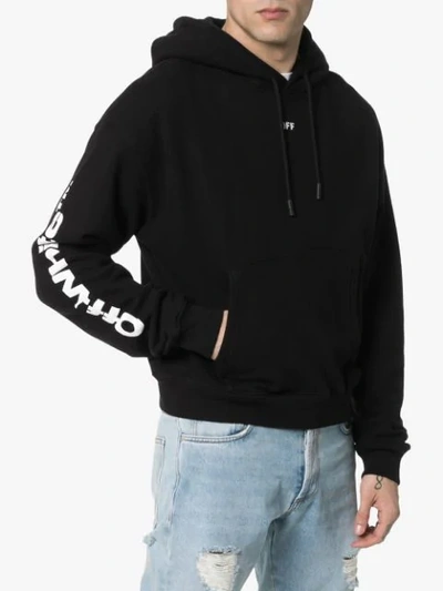 Shop Off-white Diagonal Skulls Cotton Hoodie In Black