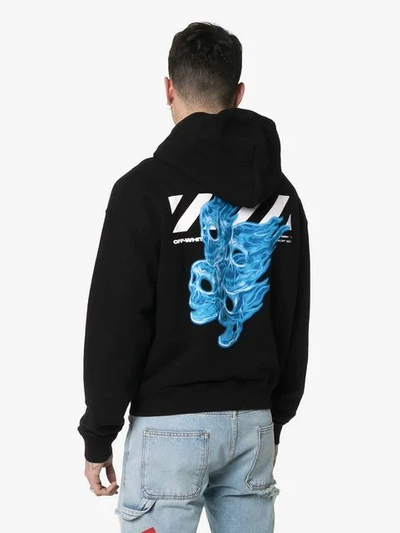 Shop Off-white Diagonal Skulls Cotton Hoodie In Black