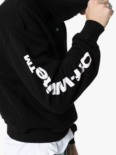 Shop Off-white Diagonal Skulls Cotton Hoodie In Black