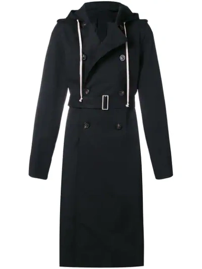 Shop Rick Owens Hooded Trench Coat In Black