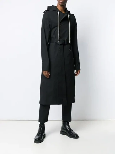 RICK OWENS HOODED TRENCH COAT - 黑色