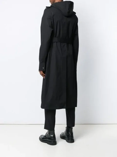 RICK OWENS HOODED TRENCH COAT - 黑色
